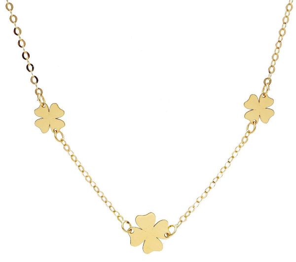 Imagen de Gargantilla de Bautizo Trébol de 4 hojas oro amarillo 18k | 45 cm 