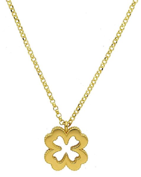 Immagine di Girocollo Battesimo bimba Quadrifoglio oro massiccio giallo 18k | 45 cm 