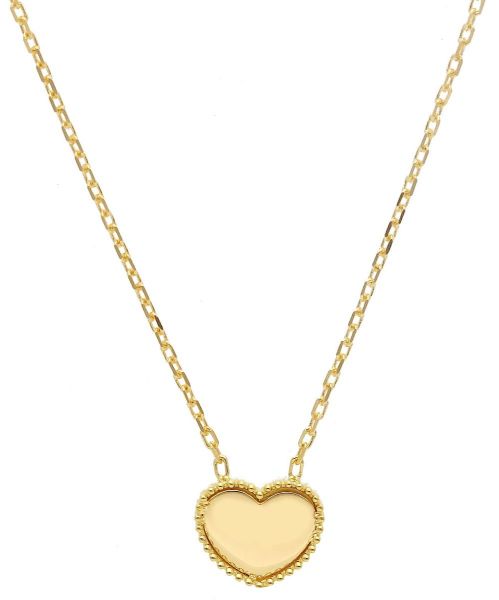 Immagine di Girocollo Battesimo bimba Cuore e sfere oro massiccio giallo 18k | 41+3 cm 