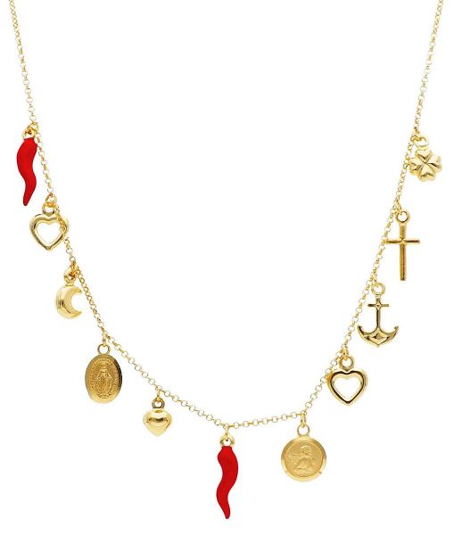 Immagine di Collana Battesimo bimba charms porta Fortuna oro giallo 18k | 42 cm 