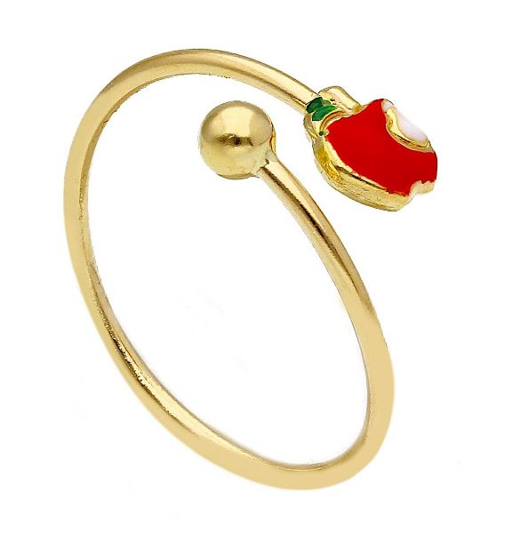 Immagine di Anello Prima Comunione bambina Mela oro giallo 18k e smalto