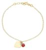 Imagen de Pulsera Comunión niña Corazón y Mariquita oro 9k y esmalte | 18 cm
