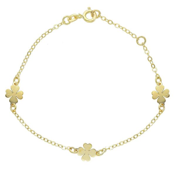 Immagine di Bracciale Prima Comunione bambina Quadrifoglio oro giallo 9k | 14+2 cm 