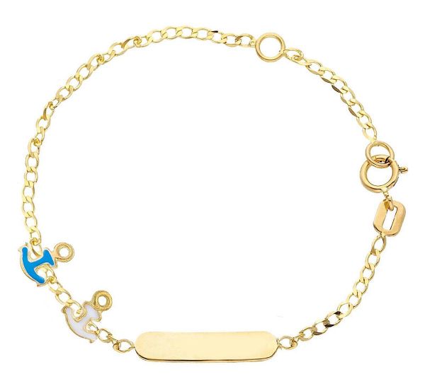 Immagine di Bracciale Comunione Ancore oro giallo 18k smalto | Tag | 16 cm 