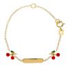 Immagine di Bracciale Comunione bambina Ciliegie oro giallo 18k smalto | Tag | 16 cm 