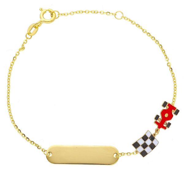 Immagine di Bracciale Comunione Auto da corsa oro 9k smalto | Tag | 14+3 cm 