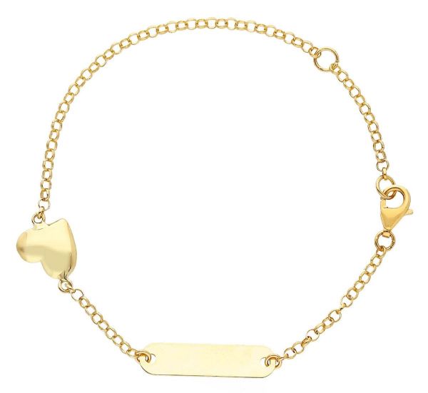 Immagine di Bracciale Comunione Cuore oro giallo 18k | Tag | 14+2 cm 