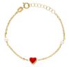 Immagine di Bracciale Comunione bambina Cuore oro giallo 18k smalto e perle | 16 cm 