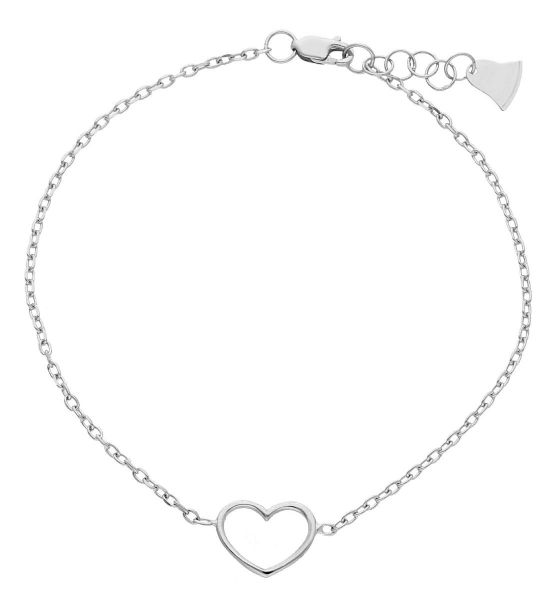 Immagine di Bracciale Comunione Cuore piccolo a filo oro bianco 18k | 19 cm 