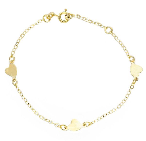 Immagine di Bracciale Prima Comunione bambina Cuori oro giallo 9k | 14+2 cm
