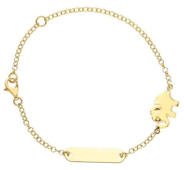 Immagine di Bracciale Comunione Elefante oro giallo 18k | Tag | 14+2 cm 