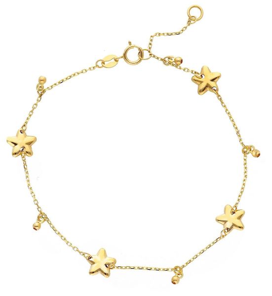 Immagine di Bracciale Prima Comunione Stelle e charms oro giallo 18k | 19 cm 