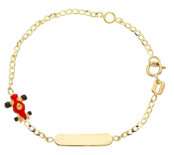 Immagine di Bracciale Comunione Macchina Corsa oro giallo 18k smalto | Tag | 16 cm 