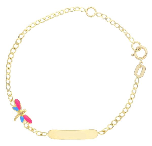 Immagine di Bracciale Prima Comunione bambina Libellula oro giallo 18k e smalto | 16 cm 