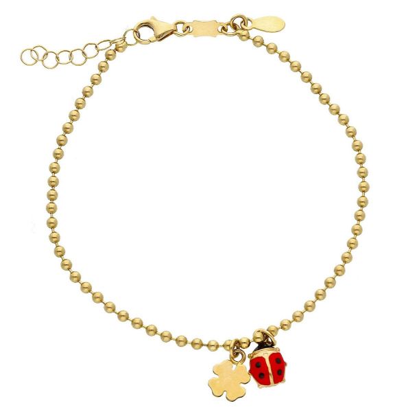 Picture of 18k yellow gold Ladybug First Communion Bracelet | 16 cm
