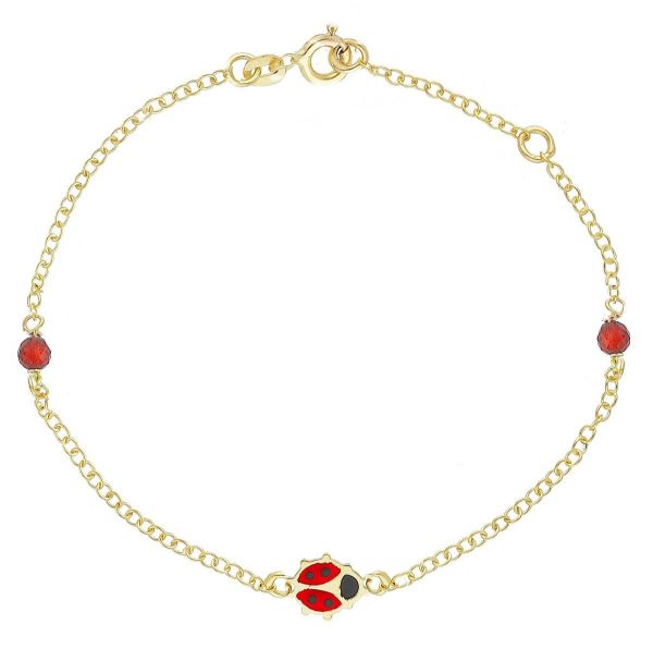 Immagine di Bracciale Prima Comunione bambina Coccinella oro 9k e smalto | 14+2 cm 