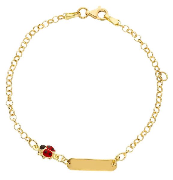 Picture of Tiny Ladybug First Communion Bracelet | 18k gold | Tag | 16 cm