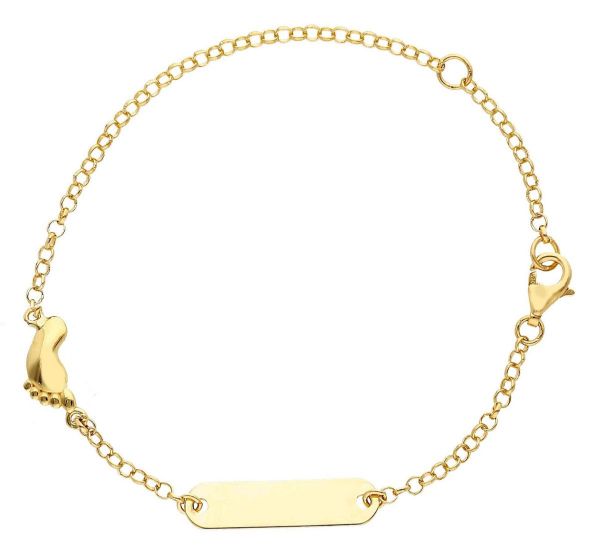 Immagine di Bracciale Comunione Piede oro giallo 18k | Tag | 14+2 cm 