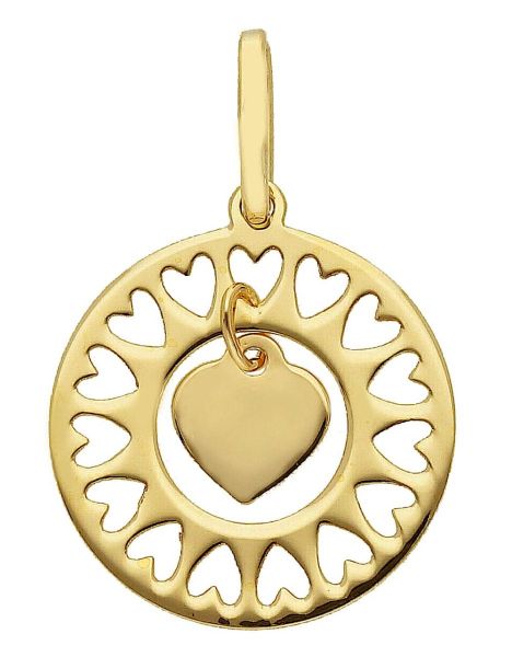 Imagen de Colgante Primera Comunión niña Corazón charm oro amarillo 18k