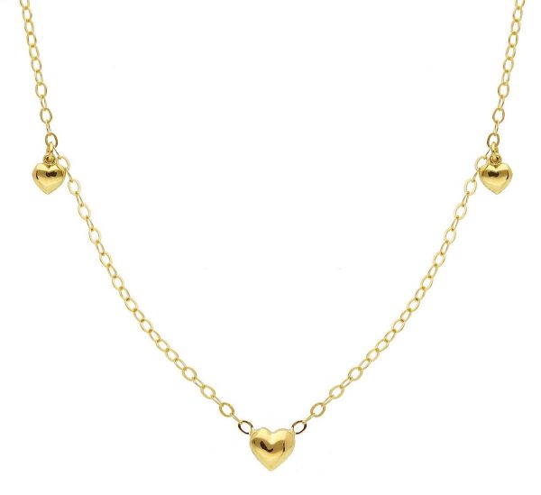Imagen de Chocker Primera Comunión Corazones oro amarillo 18k | 39+3 cm 