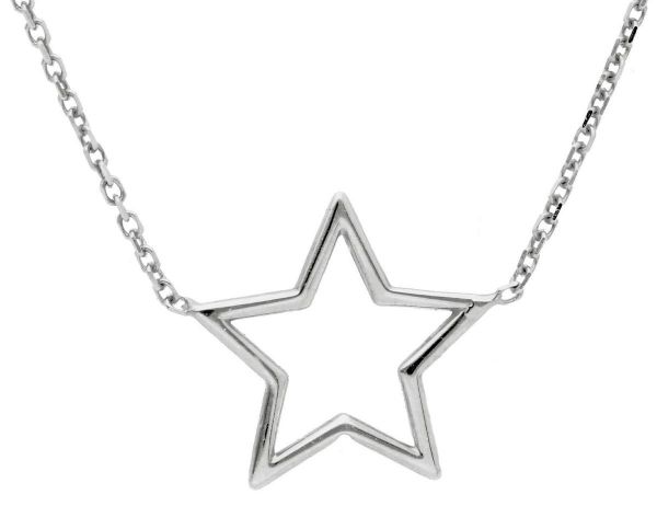 Imagen de Chocker Primera Comunión Estrella pequeña oro blanco 18k | 42 cm 