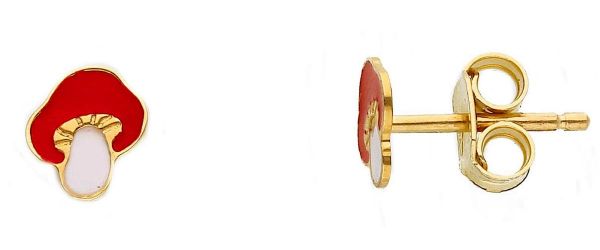 Imagen de Pendientes Primera Comunión Seta oro amarillo 18k y esmalte