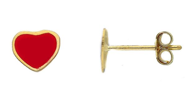 Picture of 18k yellow gold Heart lobe First Communion Earrings