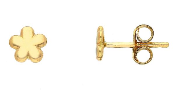 Imagen de Pendientes de lóbulo Primera Comunión Flor oro amarillo 18k
