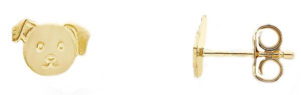 Picture of 18k yellow gold little Dog lobe First Communion Earrings