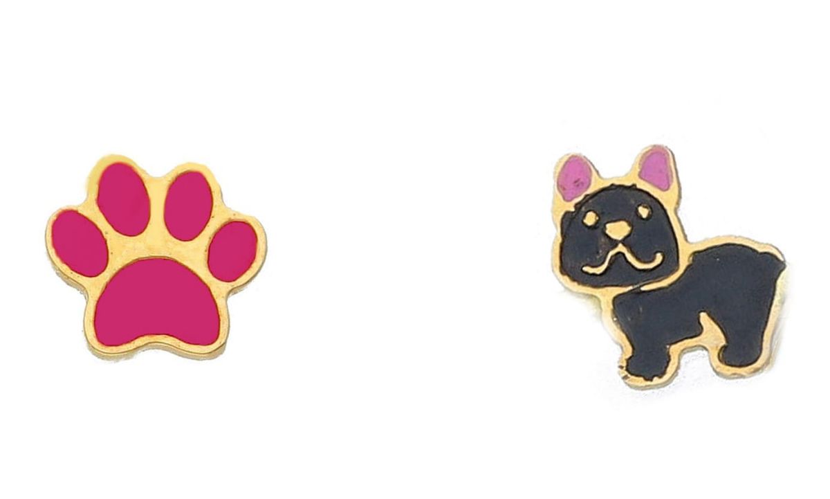 Orecchini A Zampa Di Cane In Oro Rosa 14kt E Argento – Collezione Woof