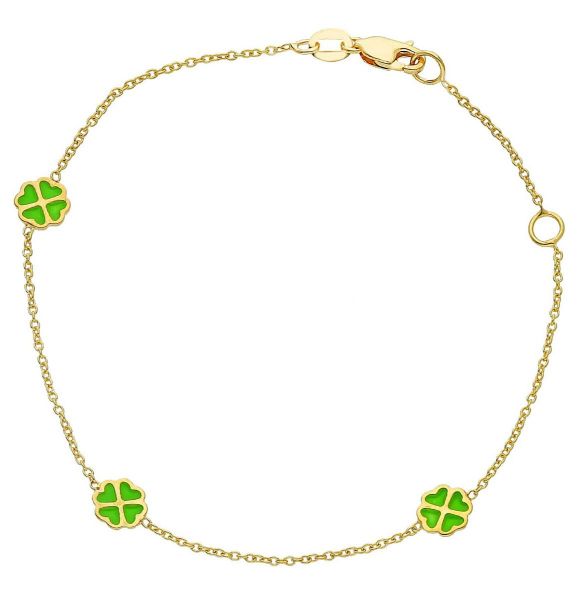 Immagine di Bracciale Cresima Quadrifoglio oro giallo 18k e smalto | 14+2 cm 