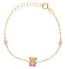 Immagine di Bracciale Cresima Orso oro giallo 18k smalto e pietre rosa | 16 cm 