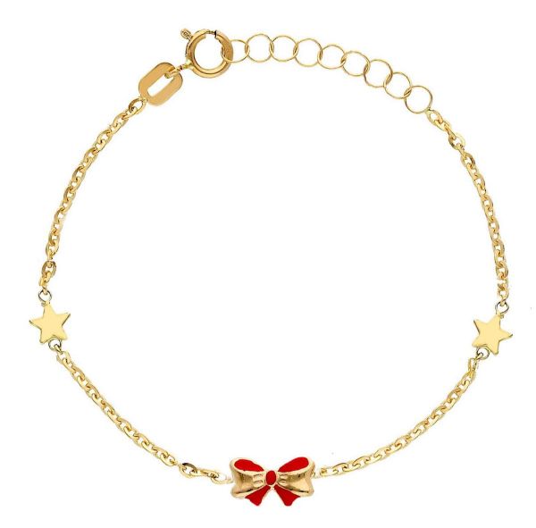 Immagine di Bracciale Cresima Stelle oro giallo 18k e smalto | 16 cm 