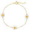 Immagine di Bracciale Cresima Margherita oro giallo 18k smalto e perla | 16+2 cm 