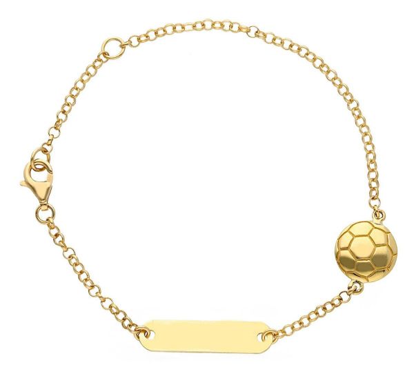 Immagine di Bracciale Cresima Pallone da Calcio oro giallo 18k | Tag | 16 cm 