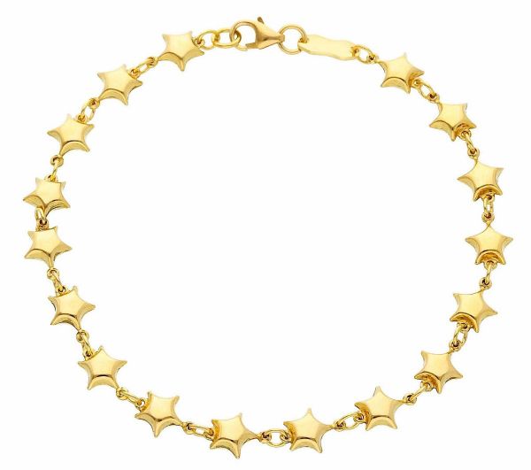 Immagine di Bracciale Cresima Stelle tutto giro oro giallo 18k | 17 cm 