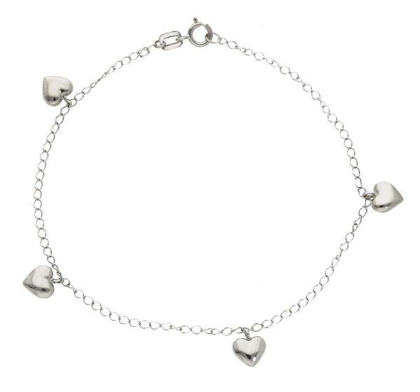 Immagine di Bracciale Cresima 4 Cuori oro bianco 18k | 18 cm 