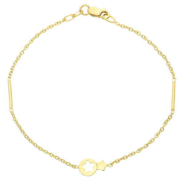 Immagine di Bracciale Cresima Stelle e barrette oro giallo 9k | 18 cm 