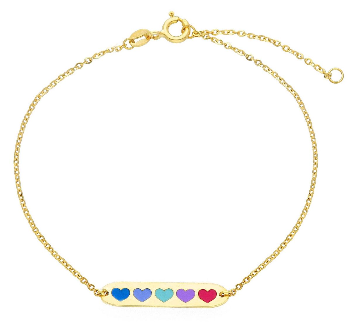 CARISSIMA Collana In Oro Giallo 9ct Con Tre Cuori - 46 Cm, Eleganza Italiana Per Donna