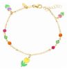 Immagine di Bracciale Cresima Tulipani oro giallo 18k smalto e pietre | 18 cm 