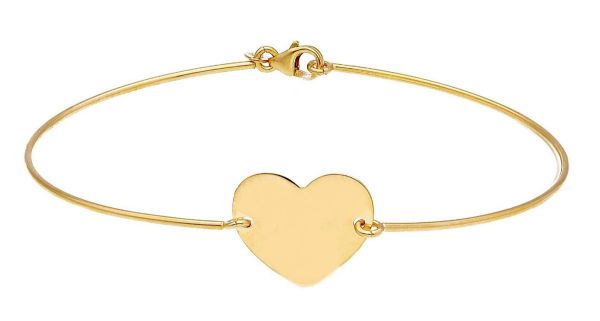 Immagine di Bracciale Cresima rigido Cuore oro giallo 18k | Diam 6 cm