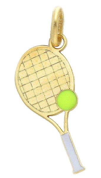 Picture of Enamel Tennis Racket Confirmation Pendant 9k yellow gold