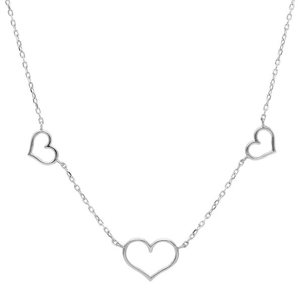 Immagine di Girocollo Cresima 3 Cuori piccoli oro bianco 18k | 45 cm