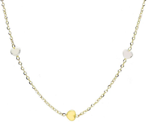 Immagine di Girocollo Cresima 5 Cuori piccoli oro bicolor 18k | 45 cm 