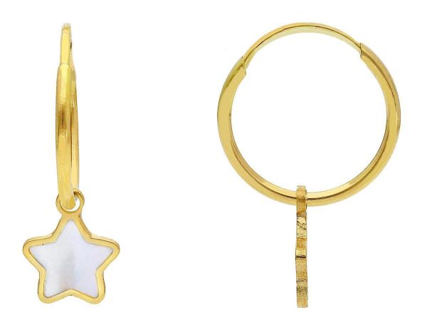 Imagen de Pendientes de Aro de Confirmación Estrella oro amarillo 18k