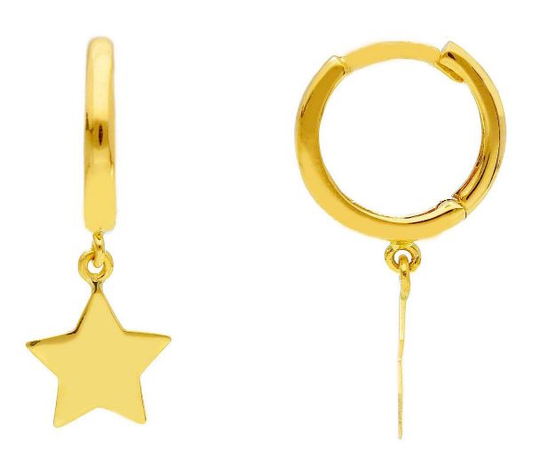 Imagen de Pendientes de Aro de Confirmación Estrella oro amarillo 18k