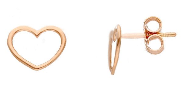 Imagen de Pendientes lóbulo de Confirmación Corazón de hilo oro rosa 18k