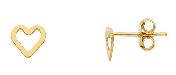 Picture of 18k yellow gold Heart lobe Confirmation Earrings