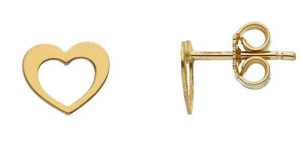 Picture of 18k yellow gold Heart lobe Confirmation Earrings
