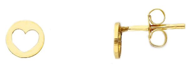 Picture of 9k yellow gold Heart lobe Confirmation Earrings | Made in Italy